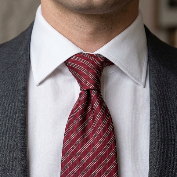 Hugo Boss Other - BOSS Hugo Boss Red Geometric Diagonal Stripe Silk Tie | Made in Italy